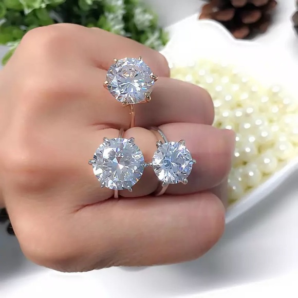 3.67Ct Round Cut Lab Diamond Silver Solitaire Ring